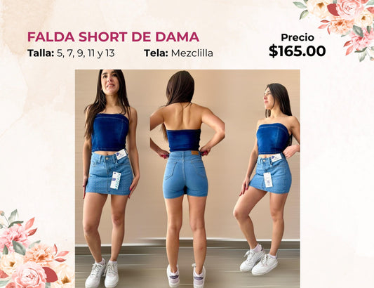 FALDA DE MEZCLILLA CON BRILLOS (FA165)