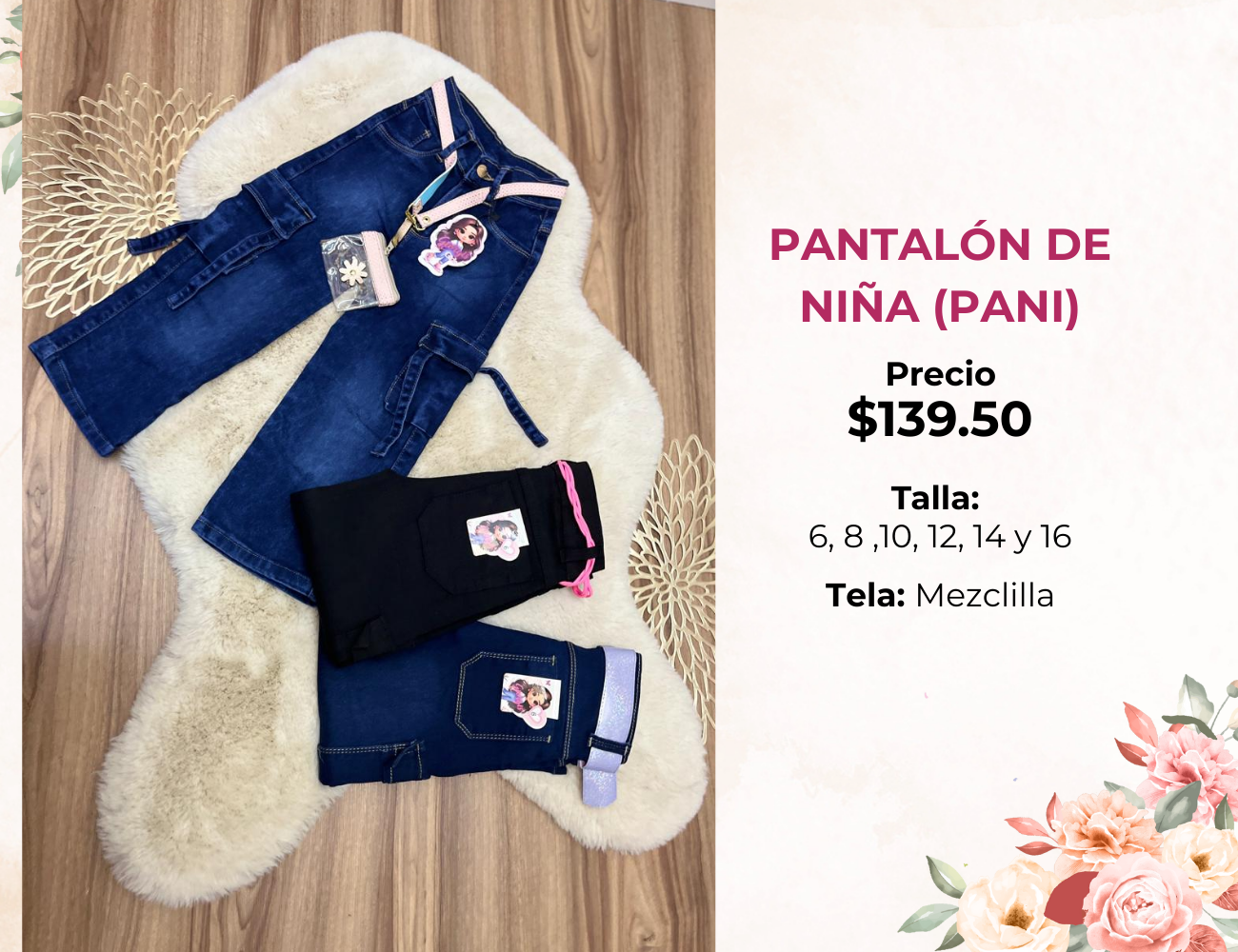 PANTALON DE NIÑA DE MEZCLILLA (PANI)