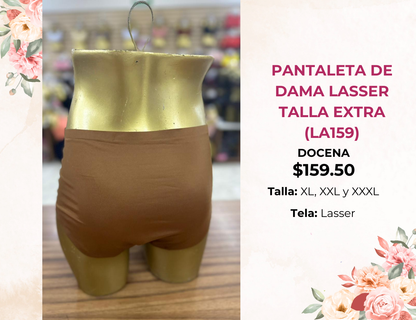 PANTALETA DE DAMA DE ALGODÓN CON ENCAJE TALLA EXTRA (LA159)
