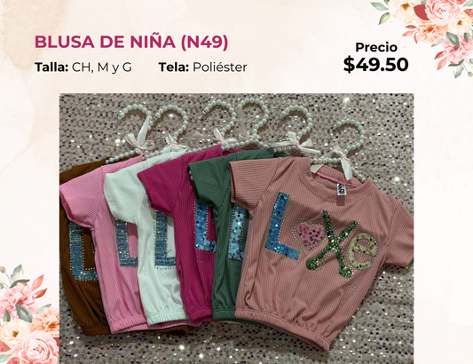 BLUSA DE NIÑA  MANGA CORTA (N49)