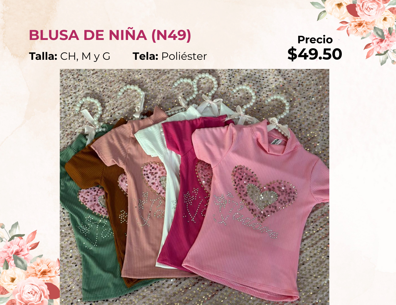 BLUSA DE NIÑA  MANGA CORTA (N49)