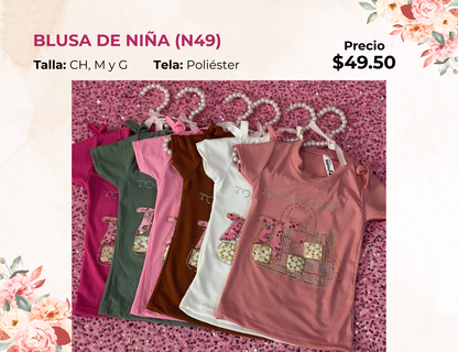 BLUSA DE NIÑA  MANGA CORTA (N49)