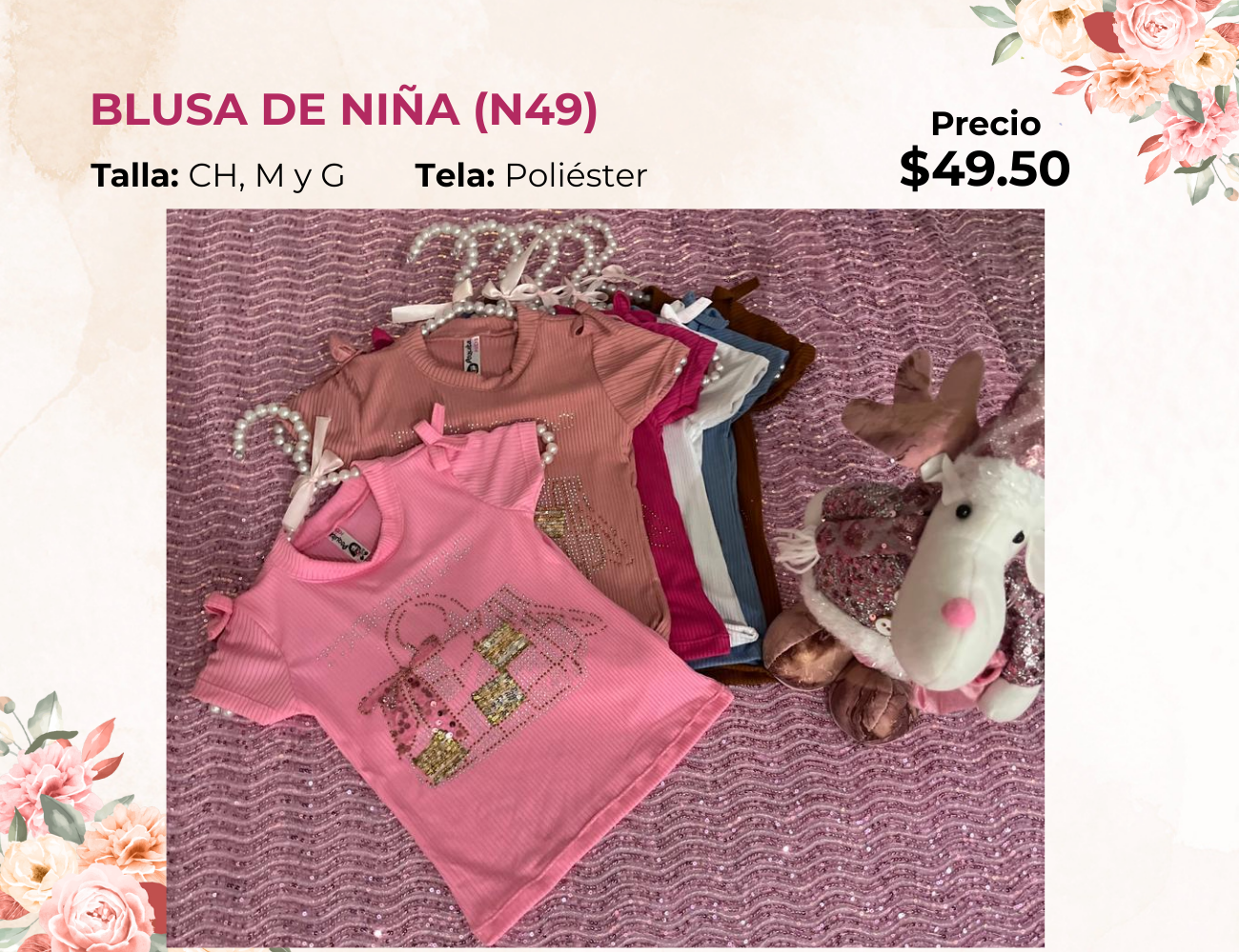 BLUSA DE NIÑA  MANGA CORTA (N49)