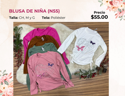 BLUSA DE NIÑA MANGA LARGA (N55)