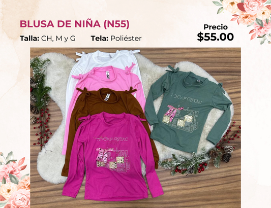BLUSA DE NIÑA MANGA LARGA (N55)