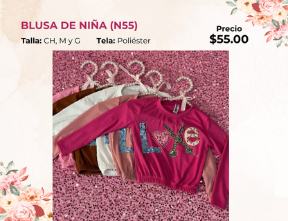 BLUSA DE NIÑA MANGA LARGA (N55)