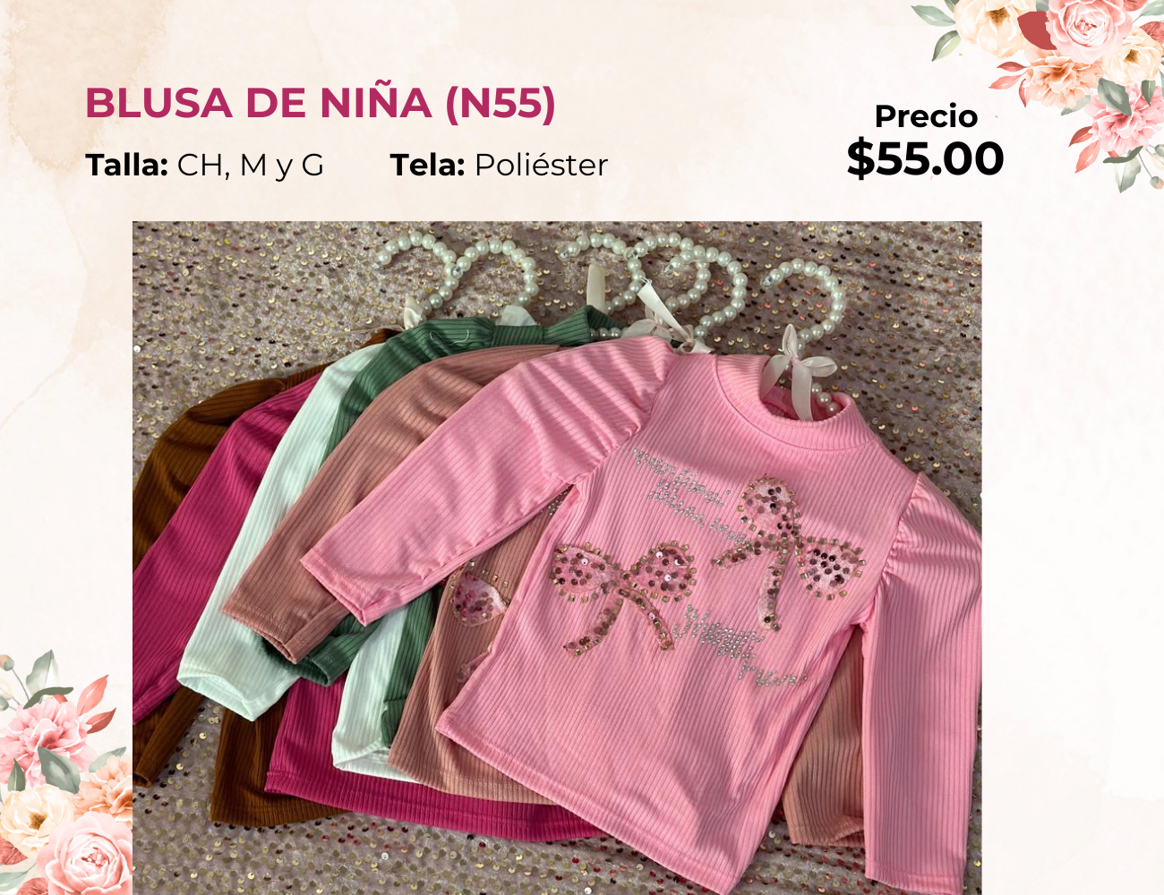 BLUSA DE NIÑA MANGA LARGA (N55)