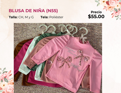 BLUSA DE NIÑA MANGA LARGA (N55)
