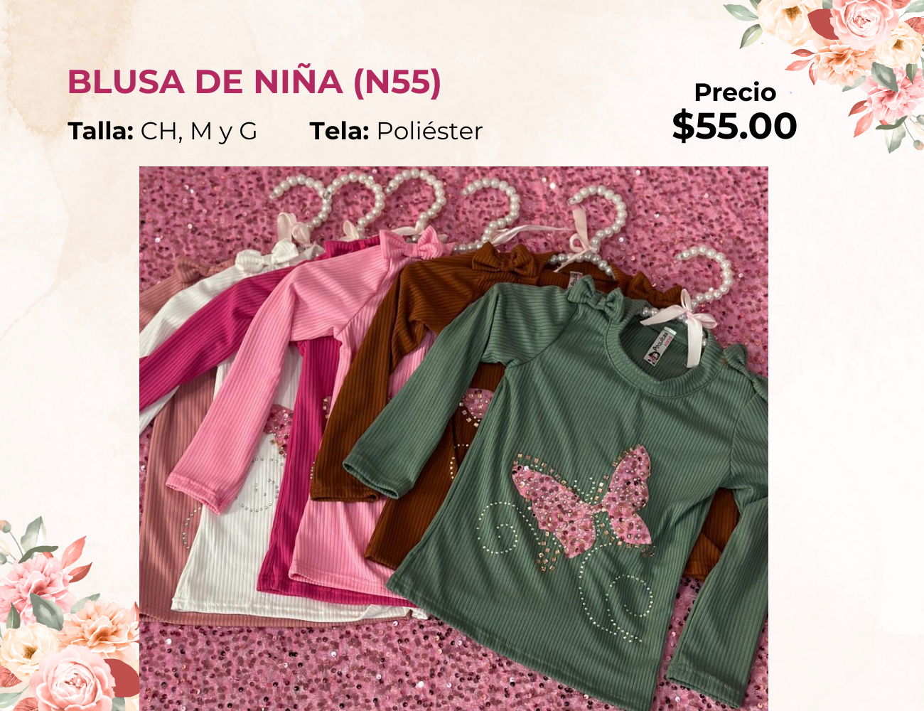 BLUSA DE NIÑA MANGA LARGA (N55)