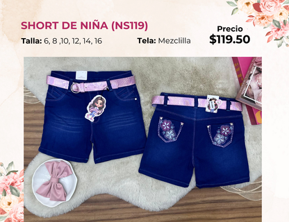 SHORT DE MEZCLILLA DE NIÑA (NS119)
