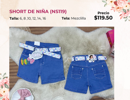 SHORT DE MEZCLILLA DE NIÑA (NS119)