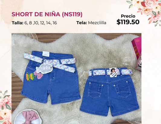 SHORT DE MEZCLILLA DE NIÑA (NS119)