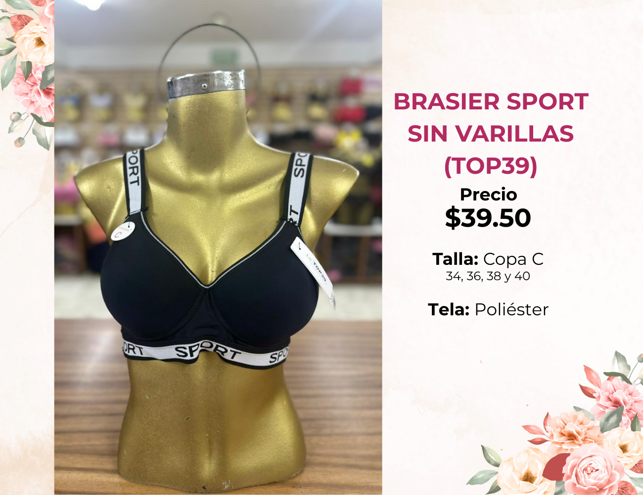 BRASIER SPORT SIN VARILLAS (TOP39)