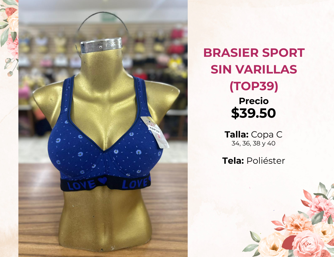 BRASIER SPORT SIN VARILLAS (TOP39)