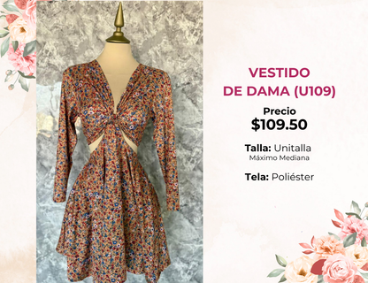 VESTIDO ESTAMPADO DE DAMA (U109)